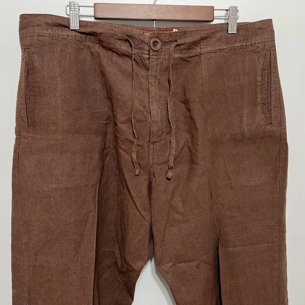 Vintage Guess Jeans Brown Linen Cargo Pants Size 36 Gorp Streetwear Y2K Made USA